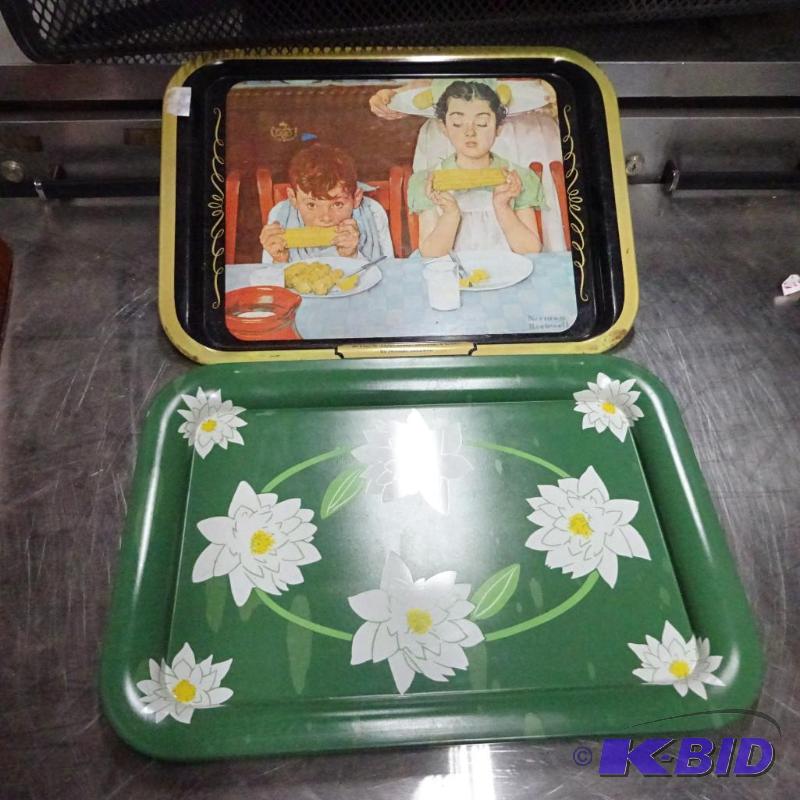 2 Vintage Metal Serving Trays...
