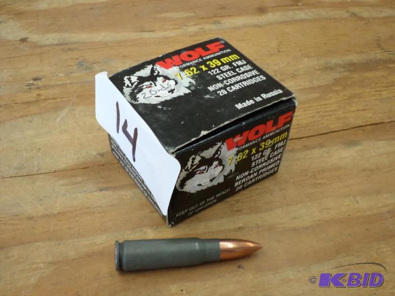lot 14 image: (20) Rounds Herters 122gr 7.62x39mm FMJ...