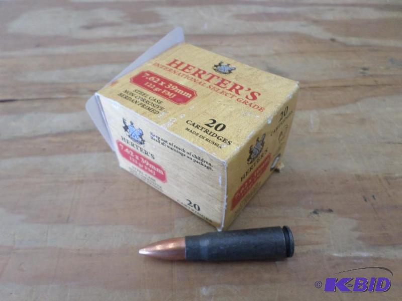 lot 15 image: (20) Rounds Herters 122gr 7.62x39mm FMJ...