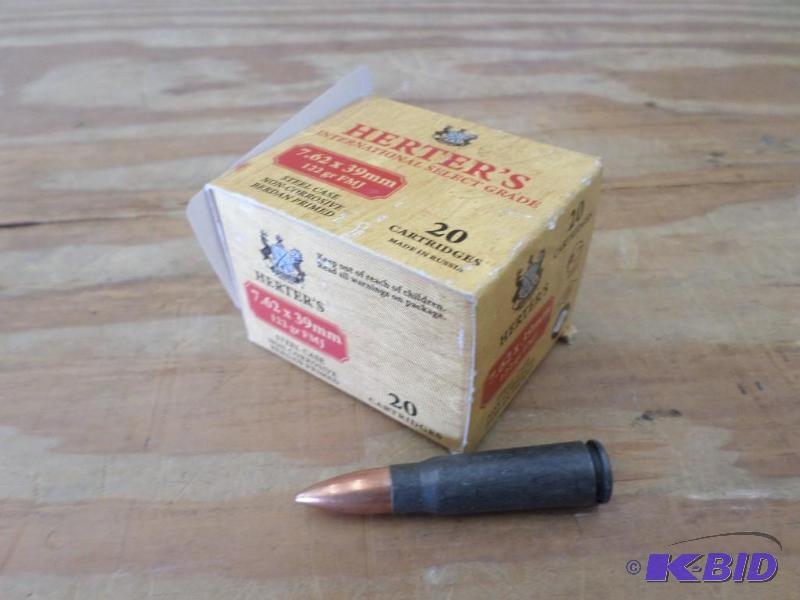 lot 17 image: (20) Rounds Herters 122gr 7.62x39mm FMJ...