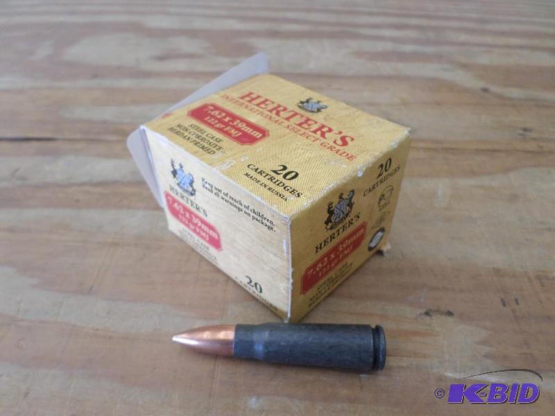 lot 18 image: (20) Rounds Herters 122gr 7.62x39mm FMJ...
