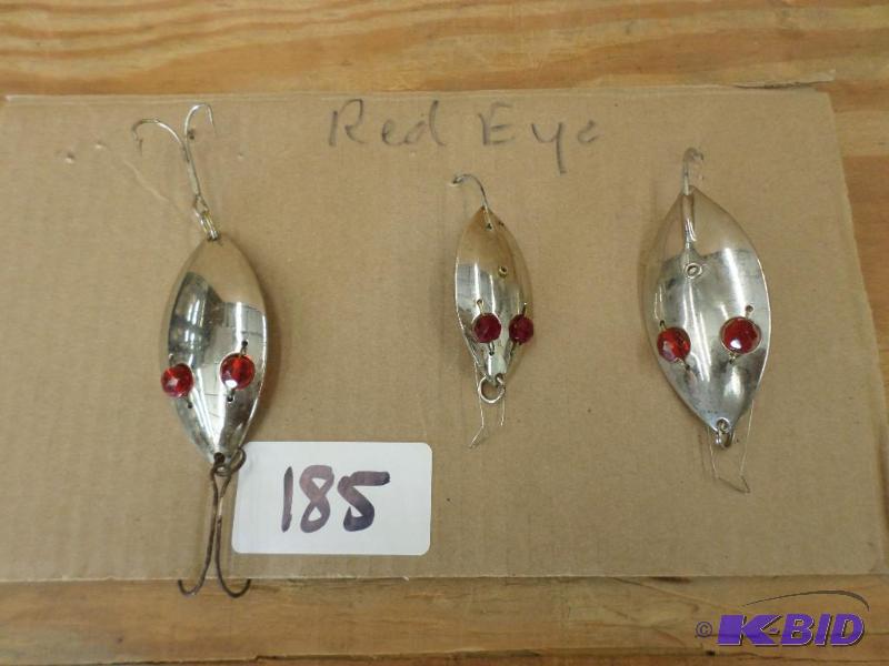 lot 185 image: (3) Red Eye Spoon Lures...