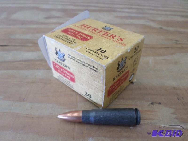 lot 19 image: (20) Rounds Herters 122gr 7.62x39mm FMJ...