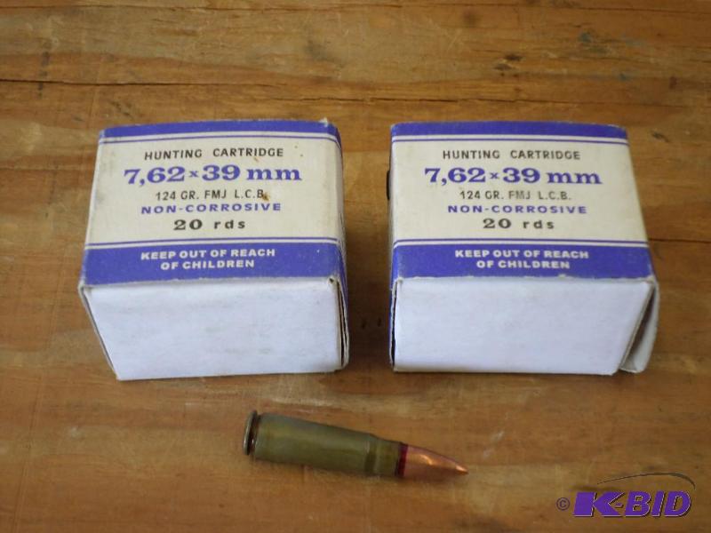 lot 20 image: (40) Rounds 124gr 7.62x39mm FMJ...