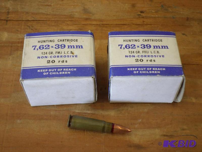 lot 21 image: (40) Rounds 124gr 7.62x39mm FMJ...