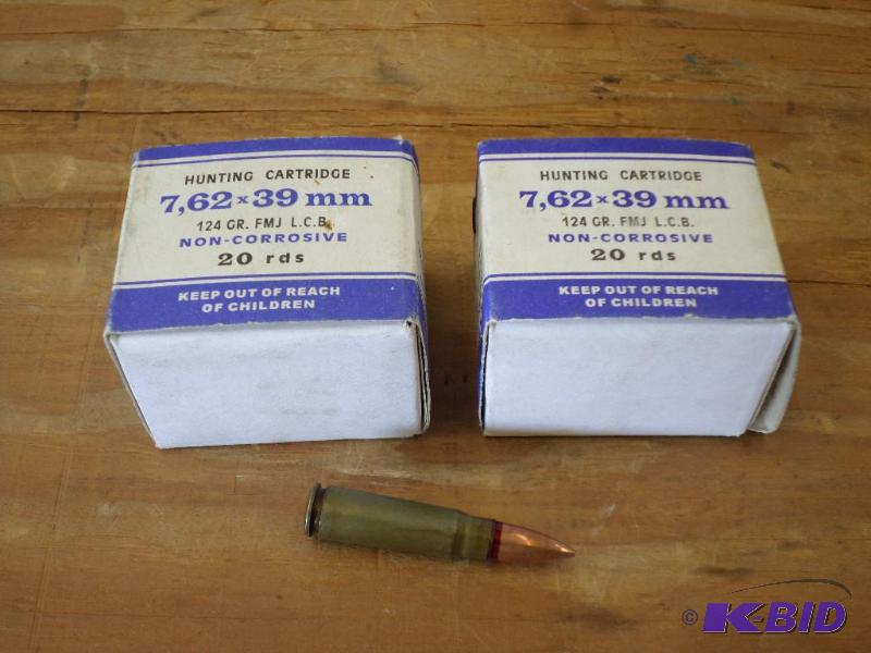lot 23 image: (40) Rounds 124gr 7.62x39mm FMJ...
