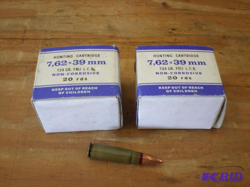 lot 24 image: (40) Rounds 124gr 7.62x39mm FMJ...