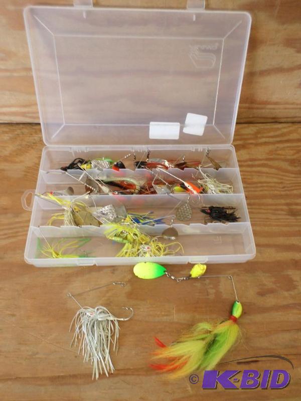 lot 85 image: Plastic Tackle Tray Full Of Misc Spinner Bait...
