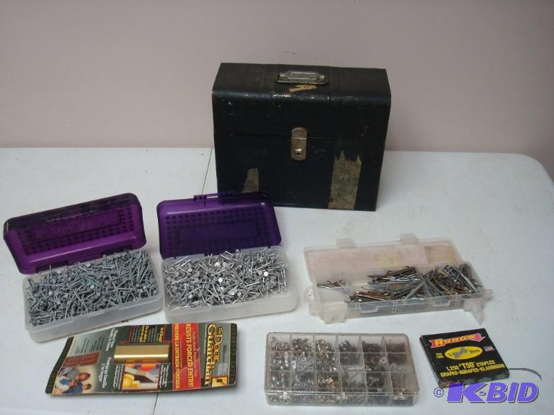 lot 37 image: Lot Of Hardware Items And Vintage Metal Box...