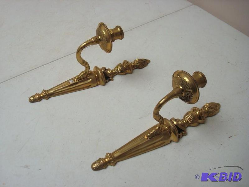 lot 78 image: Pair Of Candle Sconces, Might Be Brass...