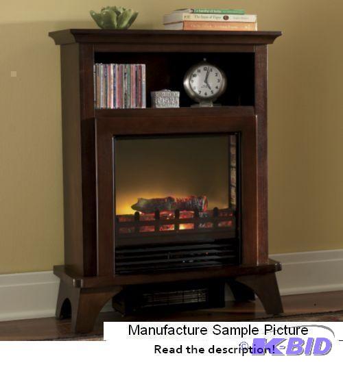 lot 1 image: Cherry Finish Petite Electric Fireplace with ...