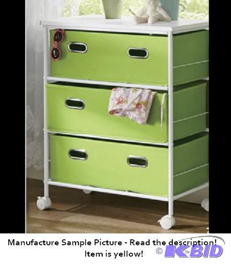 lot 34 image: Rolling Cabinet - Item is Yellow -&nbspMeta...