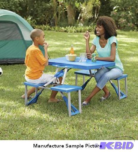 lot 35 image: Portable Picnic Table - Blue -&nbspHave a pi...