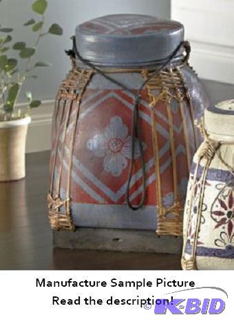 lot 4 image: Hand Painted Blue Rice Basket - Used for cent...