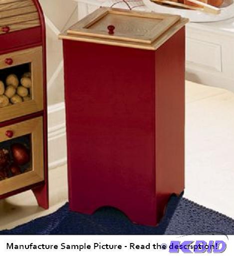 lot 49 image: Wooden Trash Bin - Red - An essential storage...