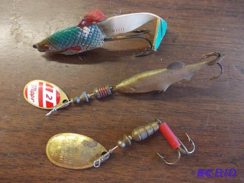 lot 108 image: 3-Lures (#2 Mepps, #3 Mepps, Vivif)...