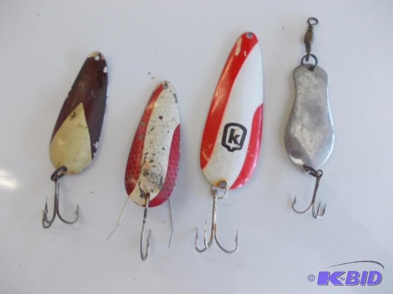 4-Spoons (2-Daredevelet, Blue Fox, K-B #2), Vintage Fishing Lures,  Rods, Reels, Related