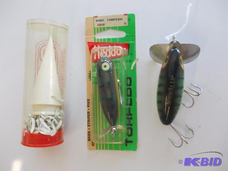 lot 151 image: 3-Lures, Heddon&nbspBaby Torpedo,Fred Arboga...