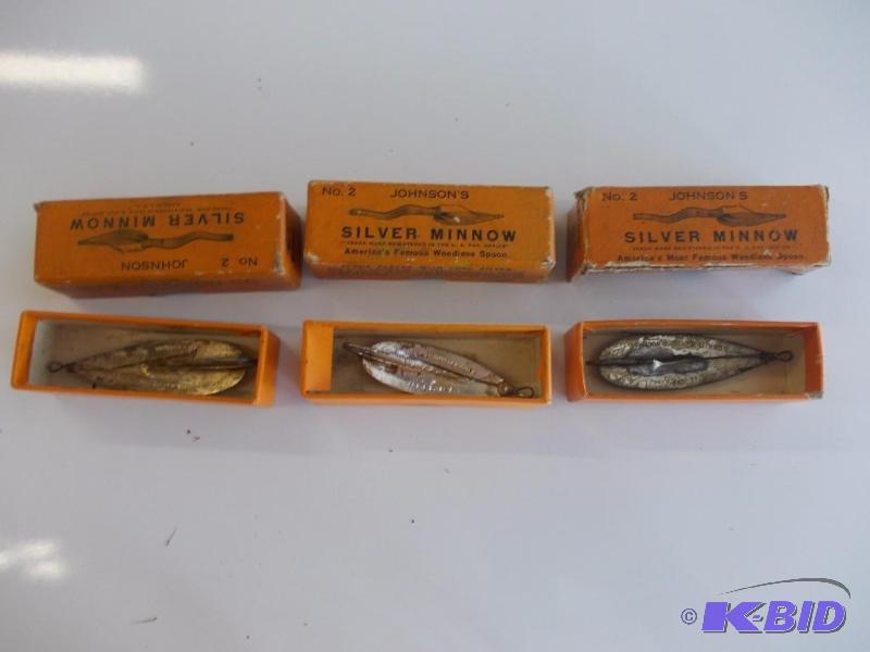 lot 170 image: 3-Johnson Silver No. 2 Weedless&nbspSpoons I...