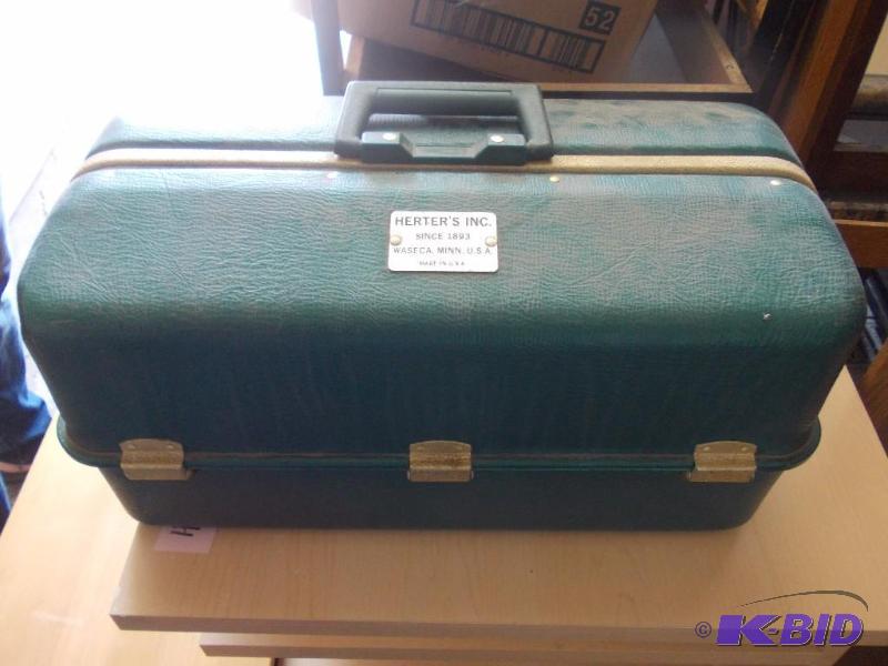 lot 9 image: Vintage Herters&nbspTackle Box With Some Co...