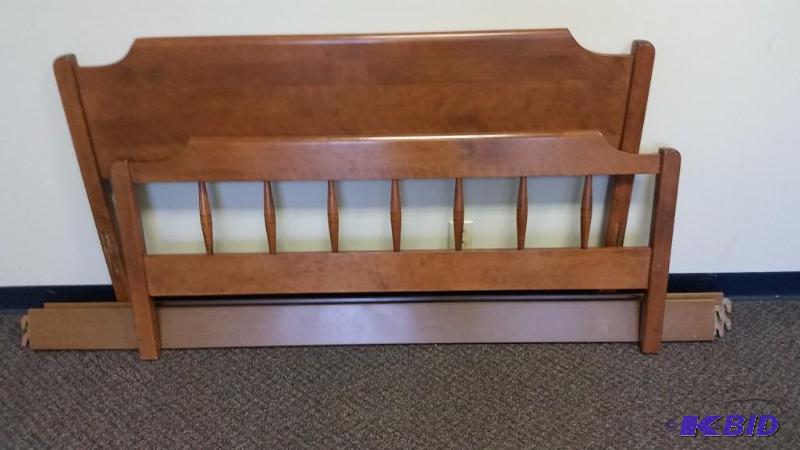 lot 2 image: Solid Wood Full Size Bed.  With Rails.
