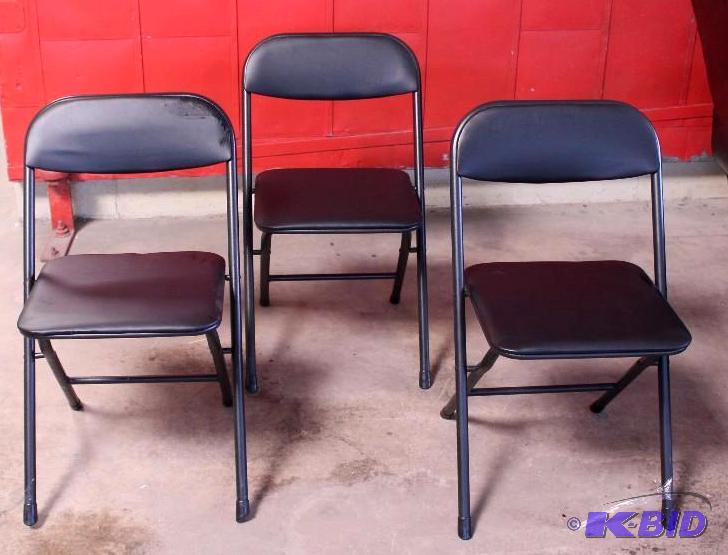 lot 29 image: Three Standard Black folding Chairs