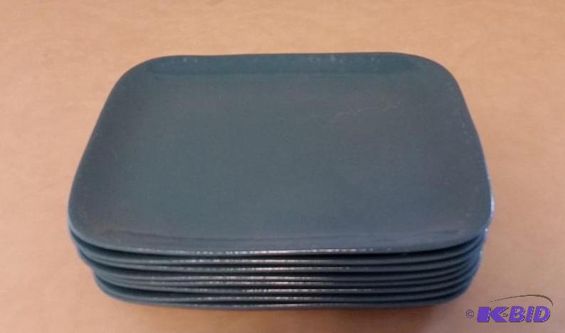 lot 60 image: Slate Blue.  Jars from France.  8 Serving Plates.  Glossy on top. Brushed Matte on Bottom.