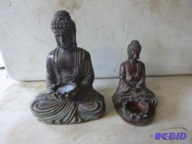 lot 52 image: 2 Buddha Tealight Candle Holders...