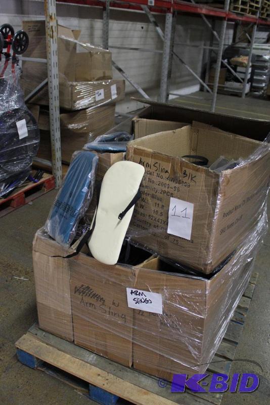 lot 11 image: Pallet of NEW arm slings for massage tables. ...
