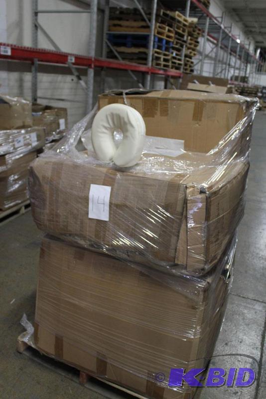 lot 14 image: Pallet of NEW massage table and massage chair...
