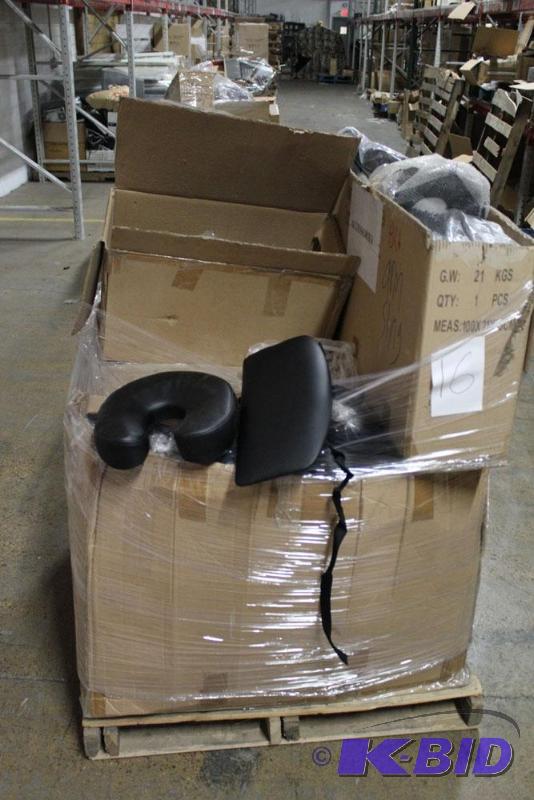 lot 16 image: Pallet of NEW massage table and massage chair...