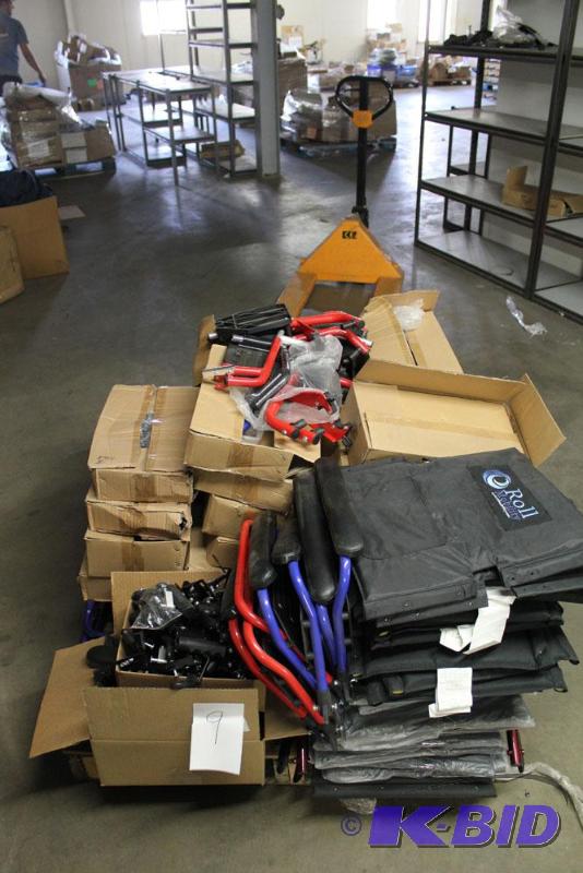 lot 9 image: Mixed lot of NEW wheel chair legrests, seats ...
