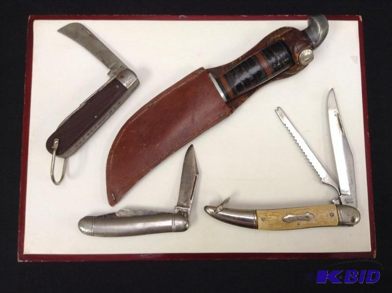lot 1 image: Folding Pocket Knives & Fix Blade Hunting Knife