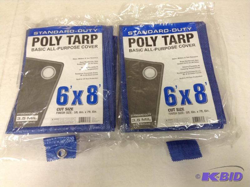 lot 142 image: (2) 6x8 Blue Poly Tarp Covers