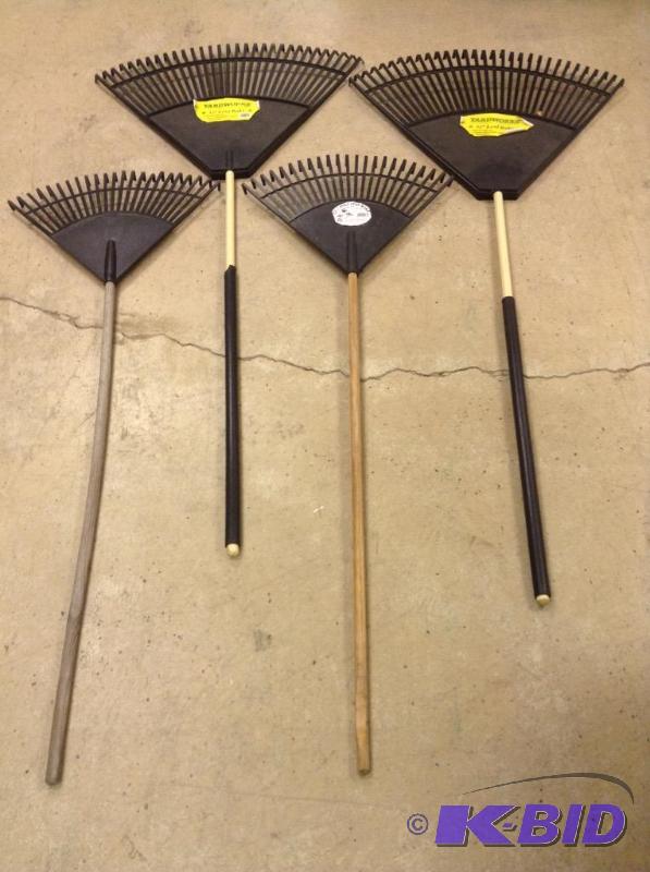 lot 56 image: 4 Plastic Yard Rakes