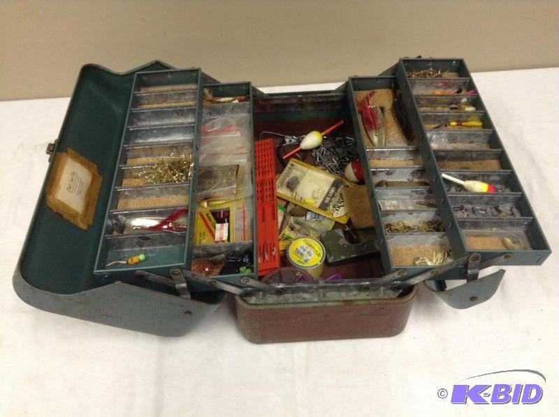 lot 86 image: Metal Tackle Box with Content