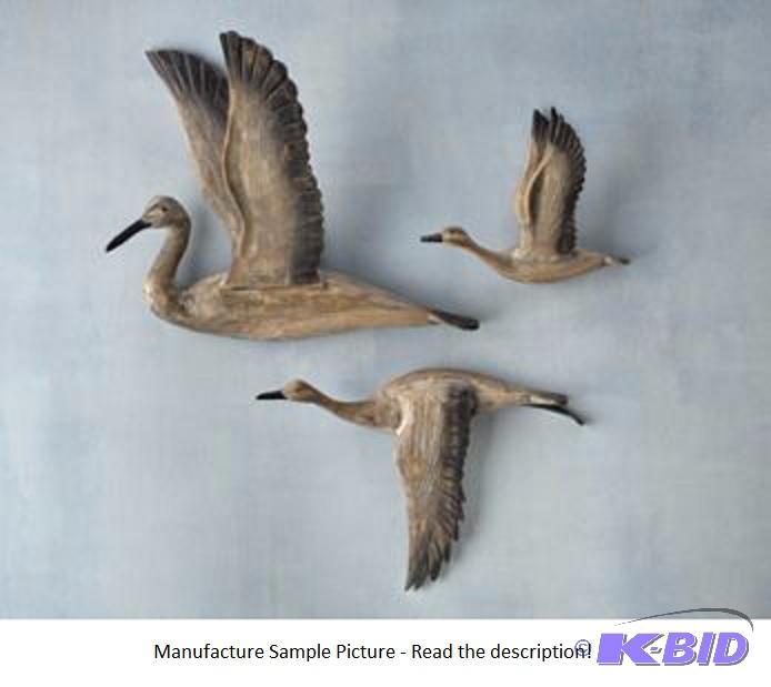 lot 111 image: Carved Wood Decorative Wall Geese Set - ...