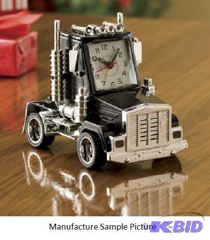 lot 12 image: Black Semi-Tractor Clock - Retail $29.95 - Ne...