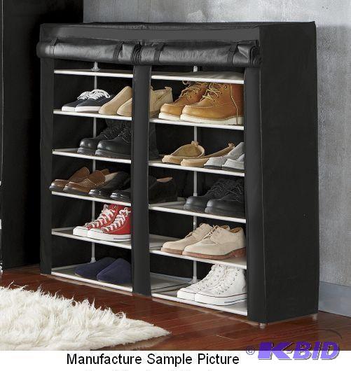 lot 122 image: Black Double Shoe Rack - Dont they deserve t...