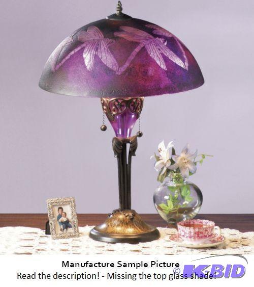 lot 124 image: Hand Chiseled Dragonfly Purple Lamp - Reminis...