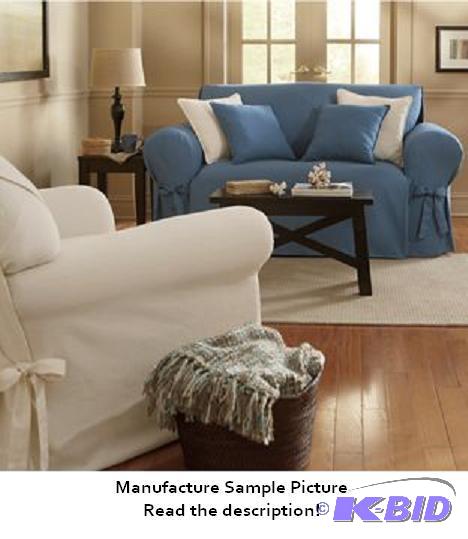 lot 167 image: Brush Twill Round Arm Loveseat Cover - Ivory ...