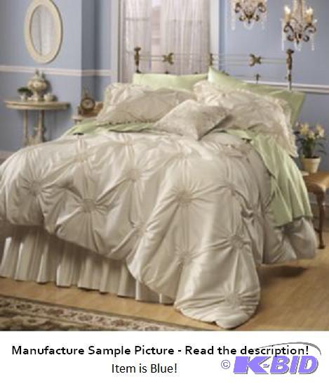 lot 38 image: Blue&nbspLisette Smocked Comforter Set - Que...
