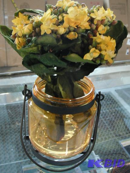 lot 44 image: Amber Glass and Metal Frame Bouquet - 9"...