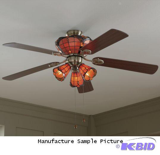 lot 54 image: Reversible Stained Glass Ceiling Fan - Stir t...