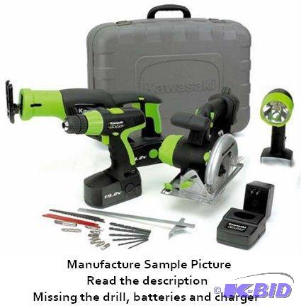 lot 64 image: Kawasaki 19.2V Cordless Tool Set - With hard ...