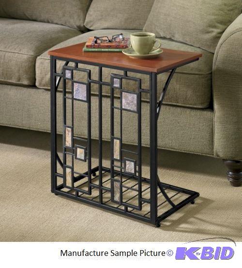 lot 68 image: Slate Double Sofa Table - Metal frame with co...