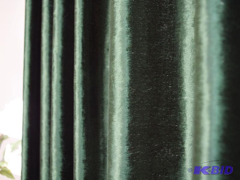 lot 94 image: Emerald Green Curtain Panels - Has two tiebac...
