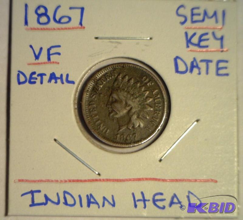Lot 20- 1867 Indian Head Cent Semi Key Date strong Liberty