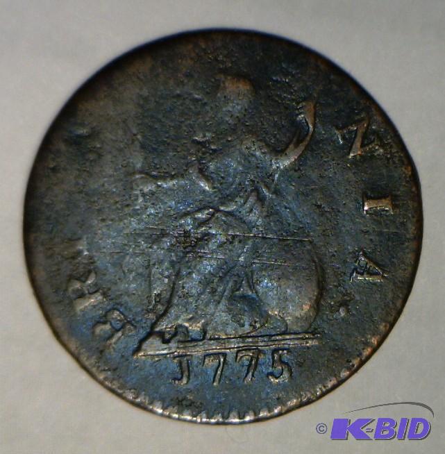 Lot 5- 1775 Vintage Great Britain George III Farthing