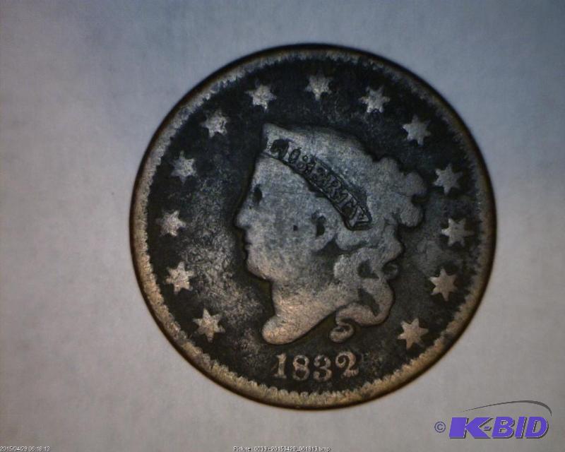 Lot 9- 1832 U.S. Coronet Large Cent.
